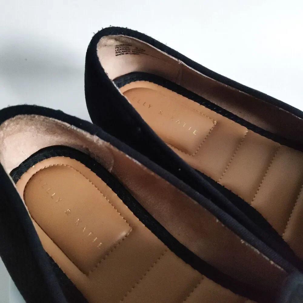 Kelly & Katie Black Leather Slip On Comfort Snakeskin Embossed Loafers Size‎ 9.5